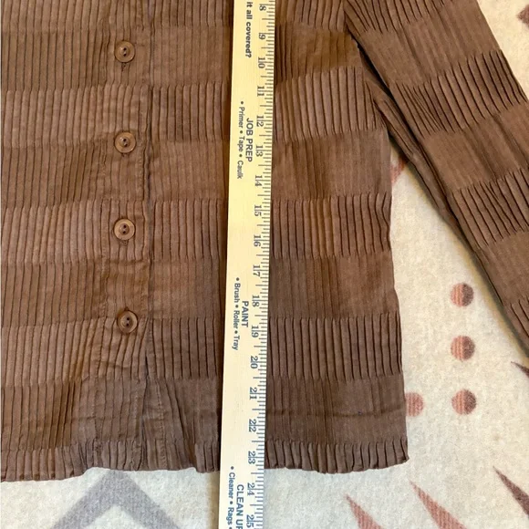 Toni Morgan Medium Chocolate Brown Jacket Button Down Pleated Collared Patterned - Picture 12 of 16